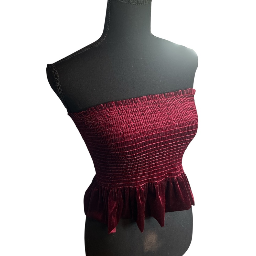 Velvet Burgundy Smocked Tube Top | Suze S